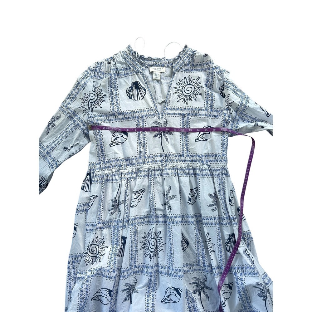 Calypso St Barth Beach Dress Tunic Sun Shell Palm Print Tiered‎ V Neck XL - Picture 5 of 8